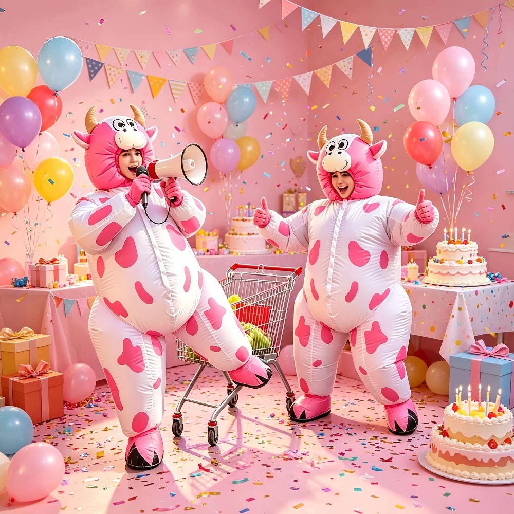 Suits - Funny Inflatable Pink Cow Costume, Adult