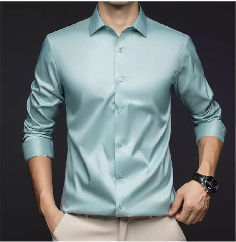 Men Long Sleeve Professional S - Mens Satin Silk Dress Shirt review and price