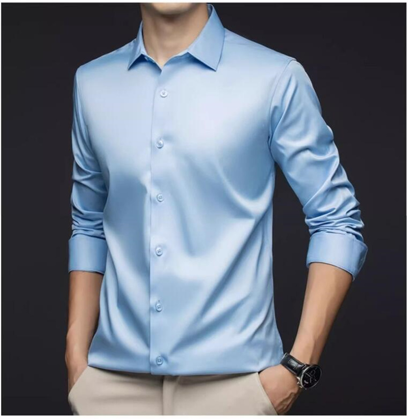 Men Long Sleeve Professional S - Mens Satin Silk Dress Shirt review and price