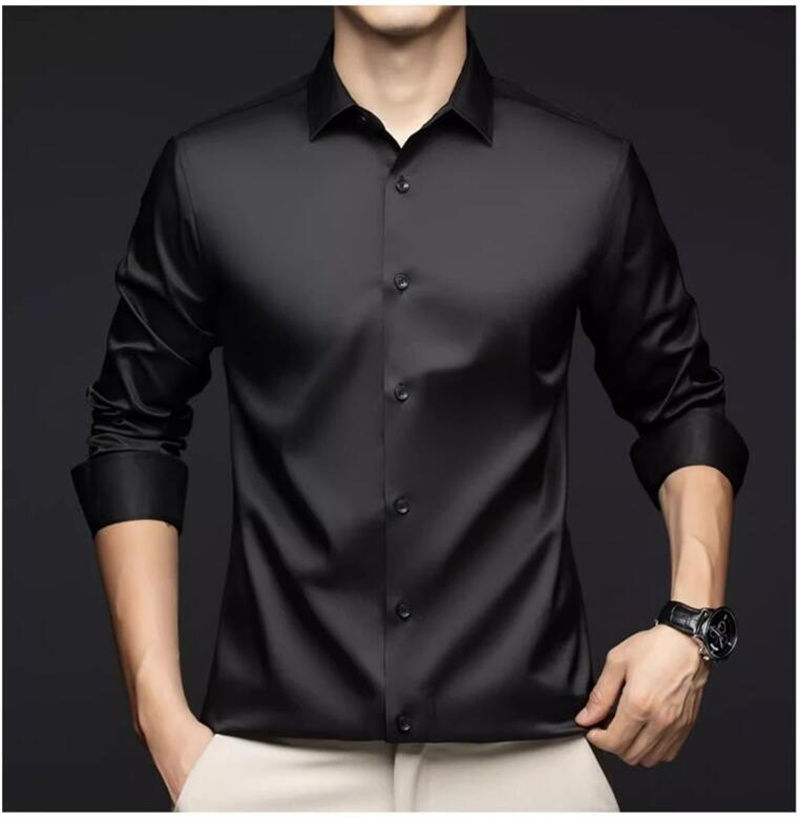 Men Long Sleeve Professional S - Mens Satin Silk Dress Shirt review and price