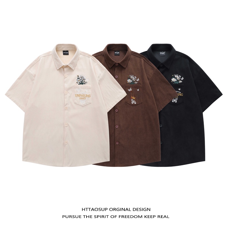 HTTAOSUP 2026 Men's Short Slee - Corduroy Button Up Shirt Men review and price