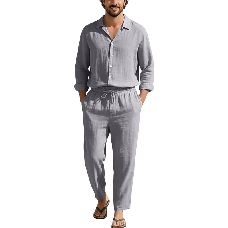 Spring Summer Linen Casual Set - Mens Linen Shirt Long Sleeve review and price